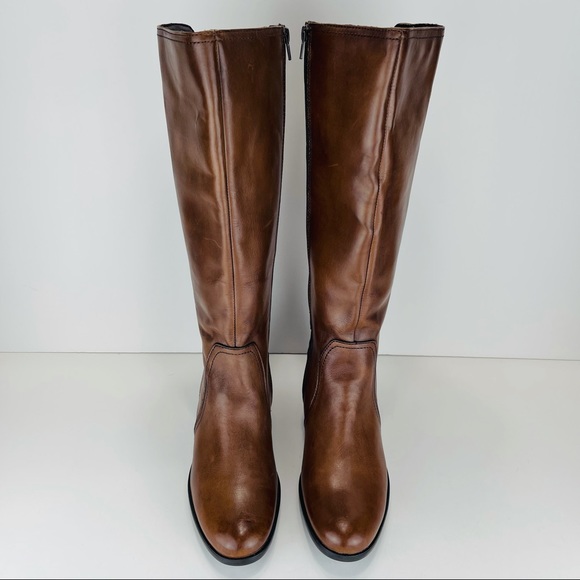 📌SOLD📌 BUSSOLA STYLE ANTWERPEN TAN LEATHER TALL BOOTS - Picture 6 of 16